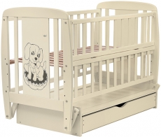 Дитяче ліжко Babyroom Dog маятник, ящик, відкидний бік DSMYO-3 бук ivory